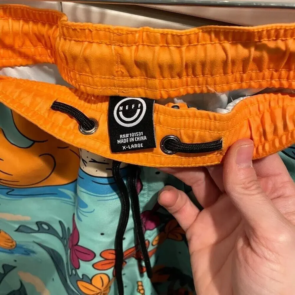 NEFF Men's Swimming Trunks Board Shorts Sz XL Hawaiian Rubber Duck Vacation